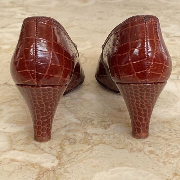 1950’s Vintage Red Cross Shoes Croc Embossed Leather - Picture 9 of 16